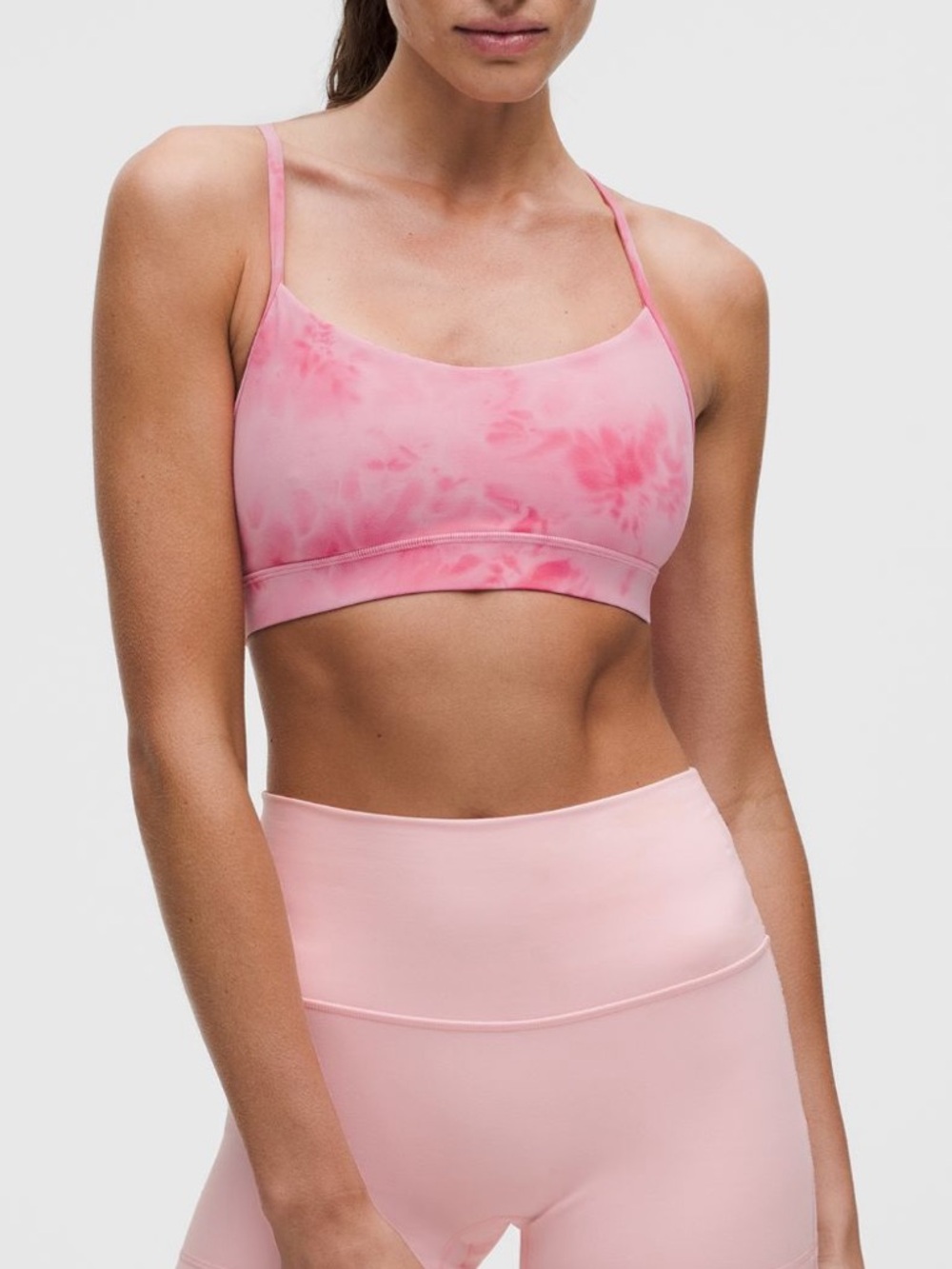Lululemon Flow Y Bra Nulu Light Support A-C Smoothie Wash Strawberry Multi Size8